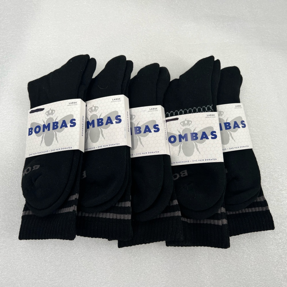 Bombas Socks Unisex Calf Length Large (Men's 9-13, Women's 10.5-13) 5 Pairs NWT
